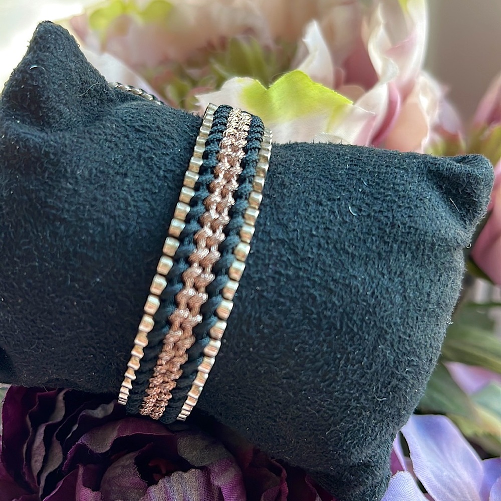 LINKS OF LONDON STERLING SILVER w/ BLACK CORD & COPPER BRACELET